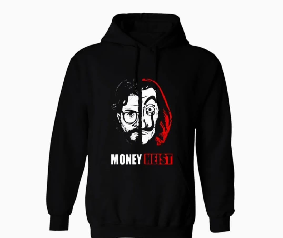 1 Pc Men's Cotton Fleece Money Heist Printed Hoodie